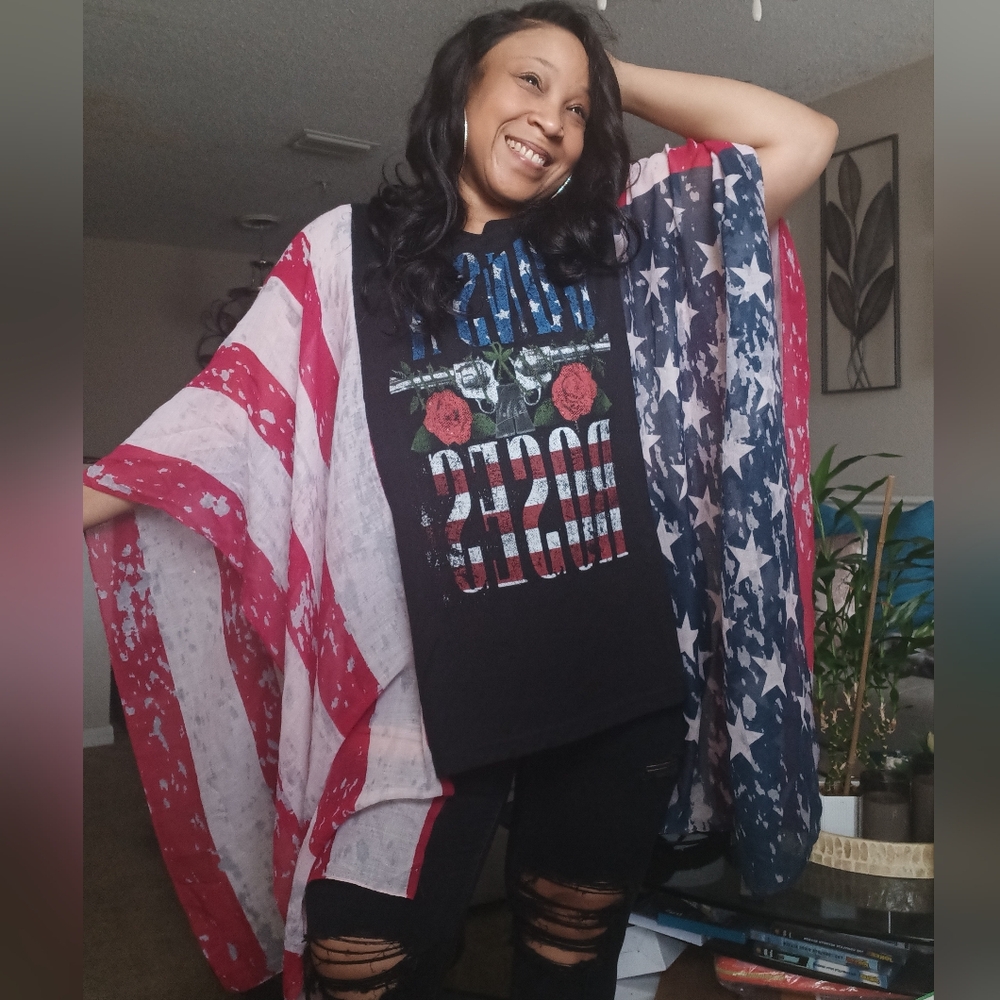 SOLD!!! Upcycled Guns N' Roses Graphic Tshirt Poncho - Picture 1 of 7